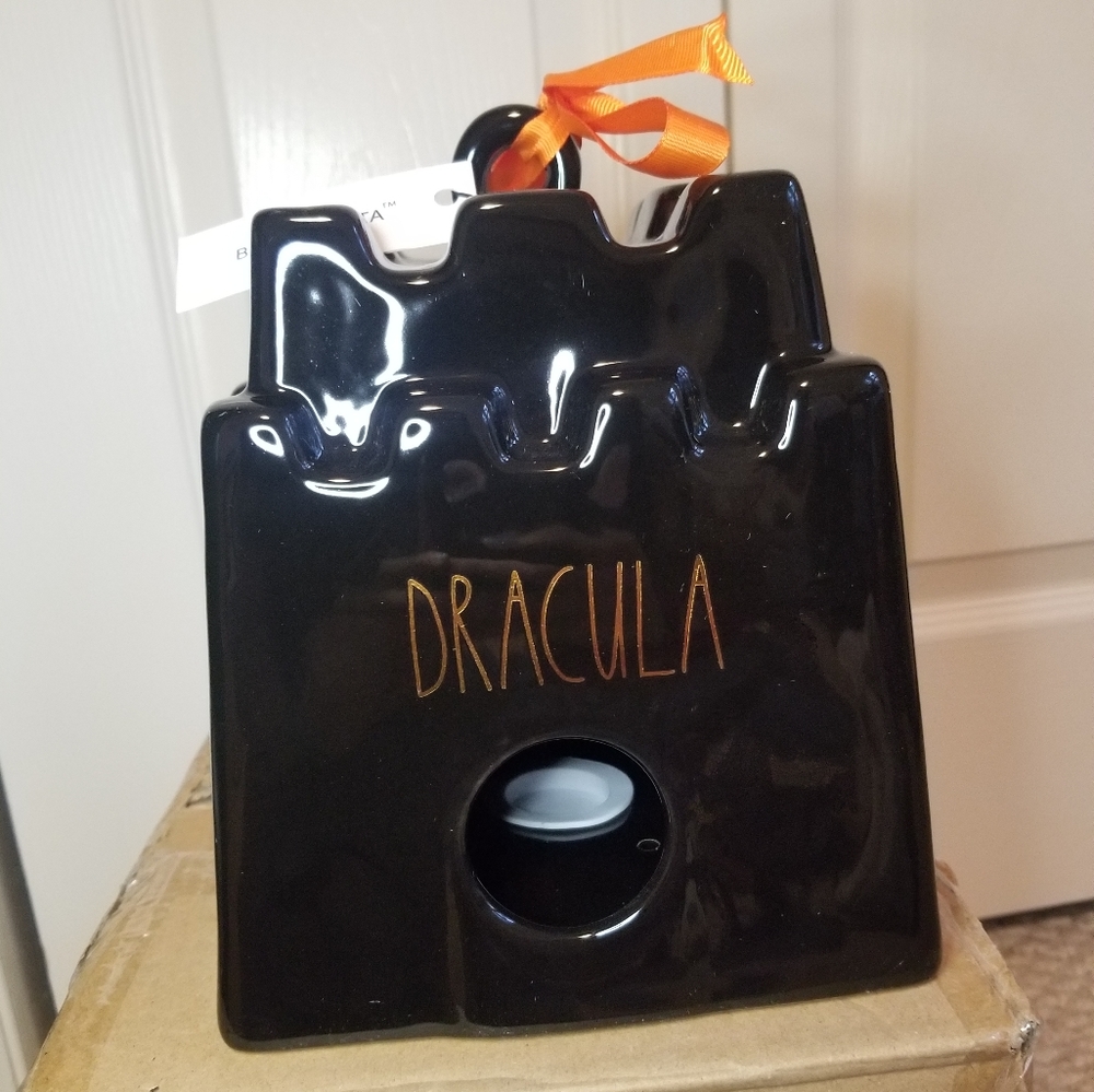 Rae Dunn "Dracula" Castle Birdhouse NIB Black with Orange